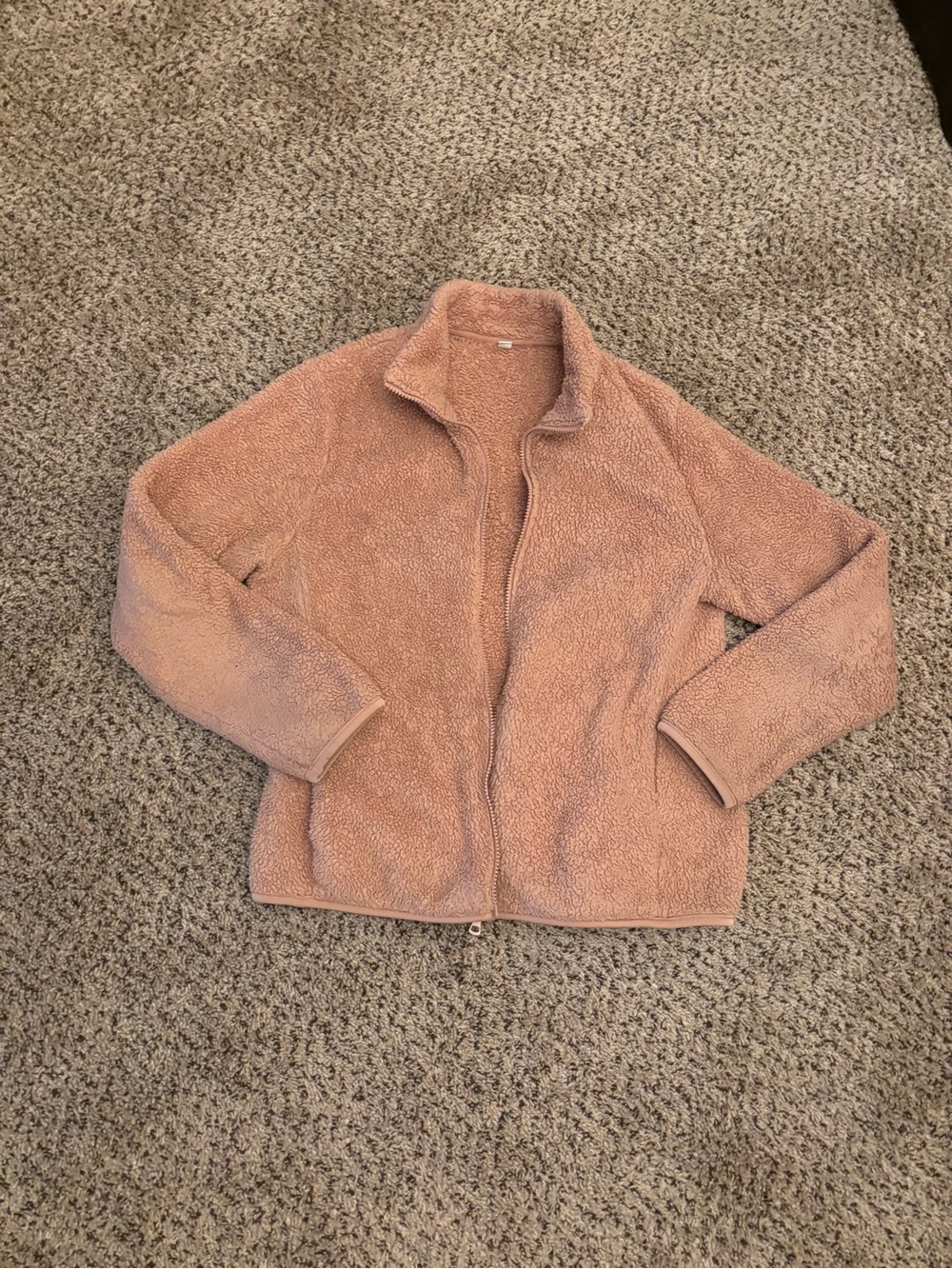 Uniqlo Plush Zip-Up Teddy Jacket - Dusty Rose